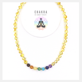 Chakra & Honey Amber Adult Necklace