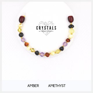 Amber with Amethyst Child Anklet