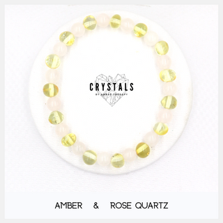 Amber & Rose Quartz Adult Bracelet