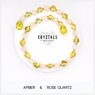 Amber & Rose Quartz Adult Anklet