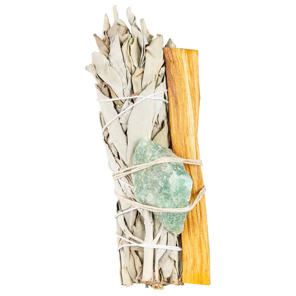Sage Bundle W/ Gemstone And Palo Santo: Black Tourmaline