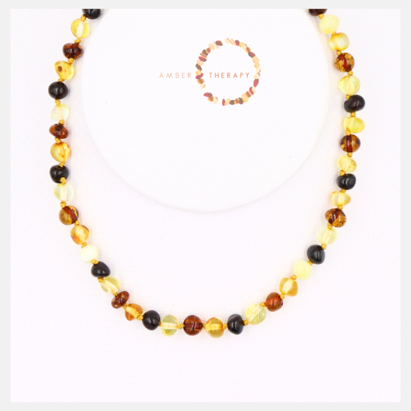 Child 33-34cm Multi Amber Necklace         (Amber Therapy)