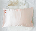 Crystal Dreams Pillowcase, Cosmic Sleep Moon Pink Vegan Silk: Rose Quartz