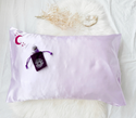 Crystal Dreams Pillowcase, Cosmic Sleep Moon Pink Vegan Silk: Rose Quartz