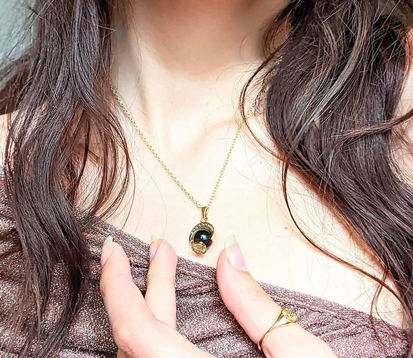 Crystal Ball Necklace - Magic Orb, Obsidian, Witchy charm