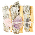 Sage Bundle W/ Gemstone And Palo Santo: Rose Quartz