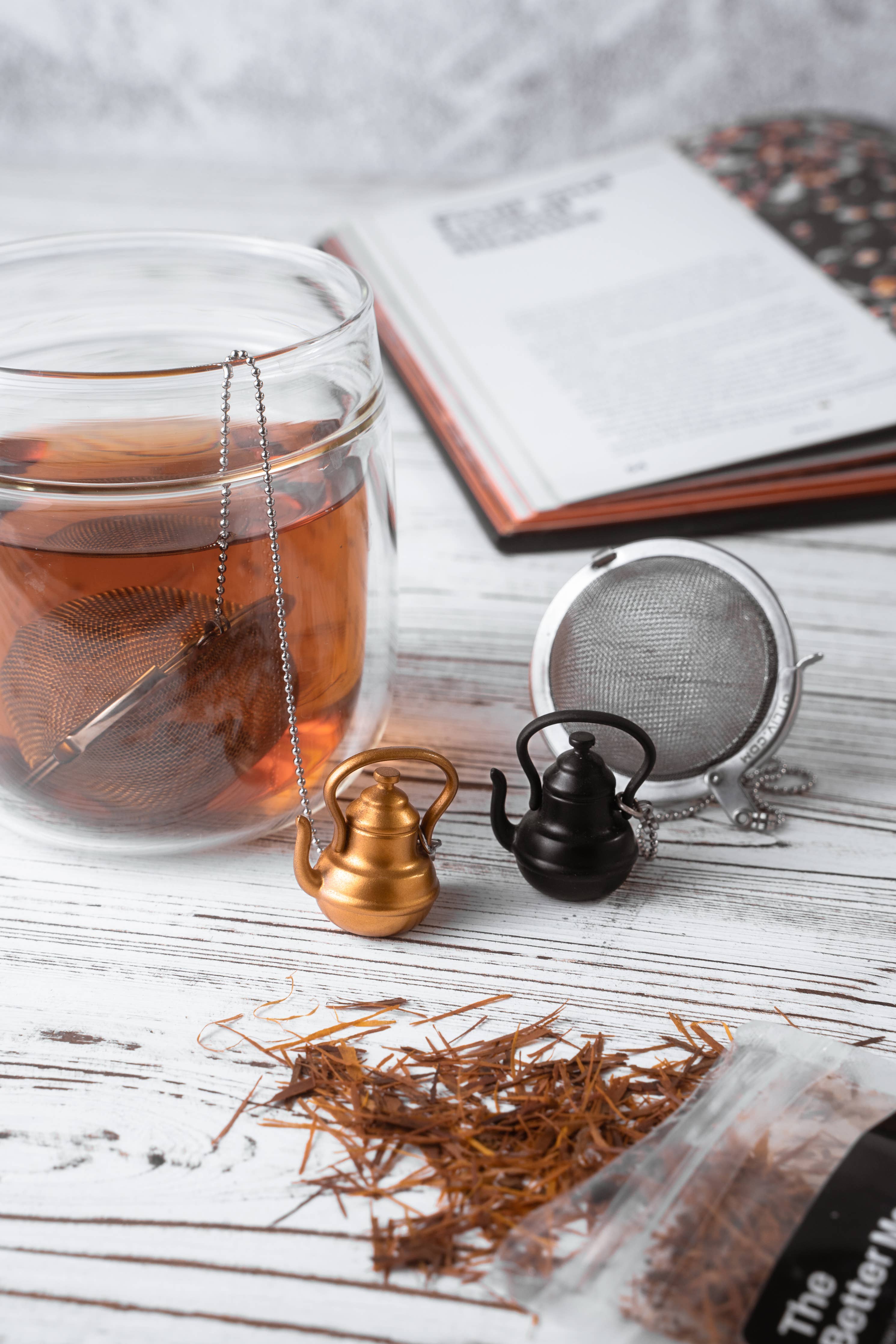 Tea Infuser Loose Leaf Tea Ball Tall Teapot Gold