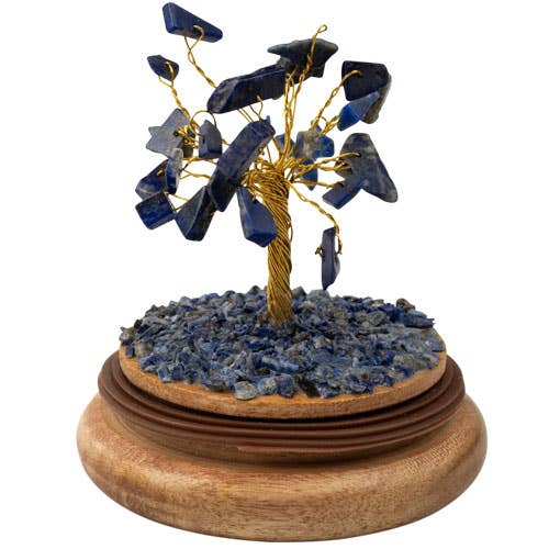 GEMSTONE TREES IN A GLASS DOME: LAPIS