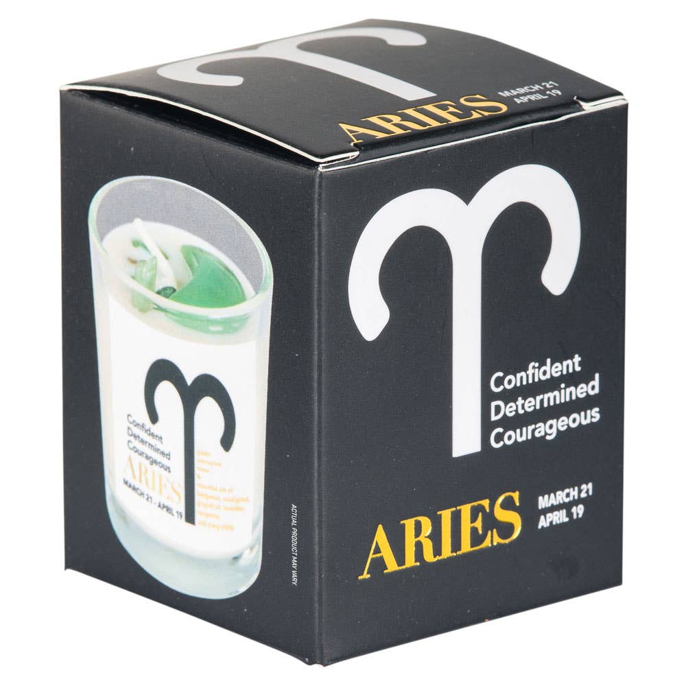 SMALL ZODIAC CANDLES: ARIES (GREEN AVENTURINE)