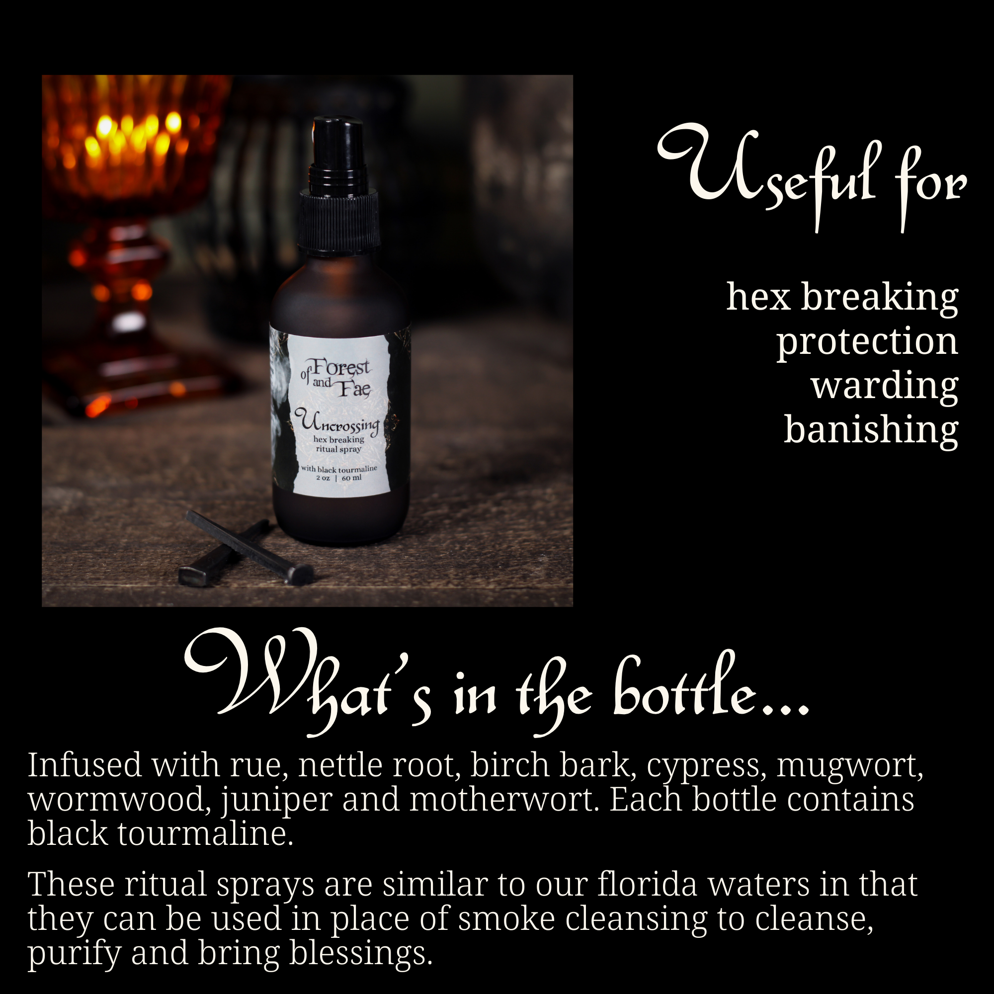 Uncrossing Hex Breaking Spray • Crystal Infused • Witchcraft