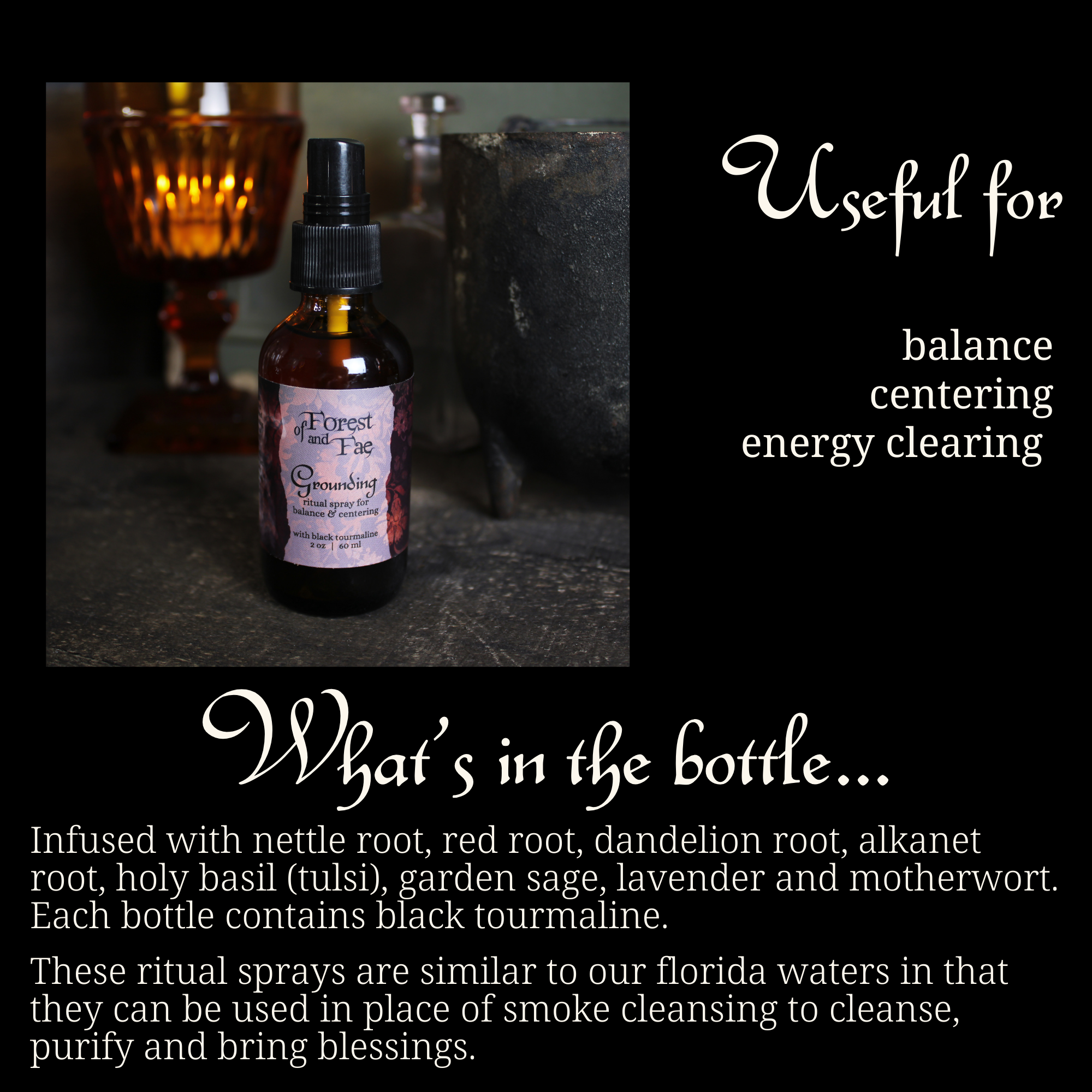 Grounding Ritual Spray • Crystal Infused • Witchcraft
