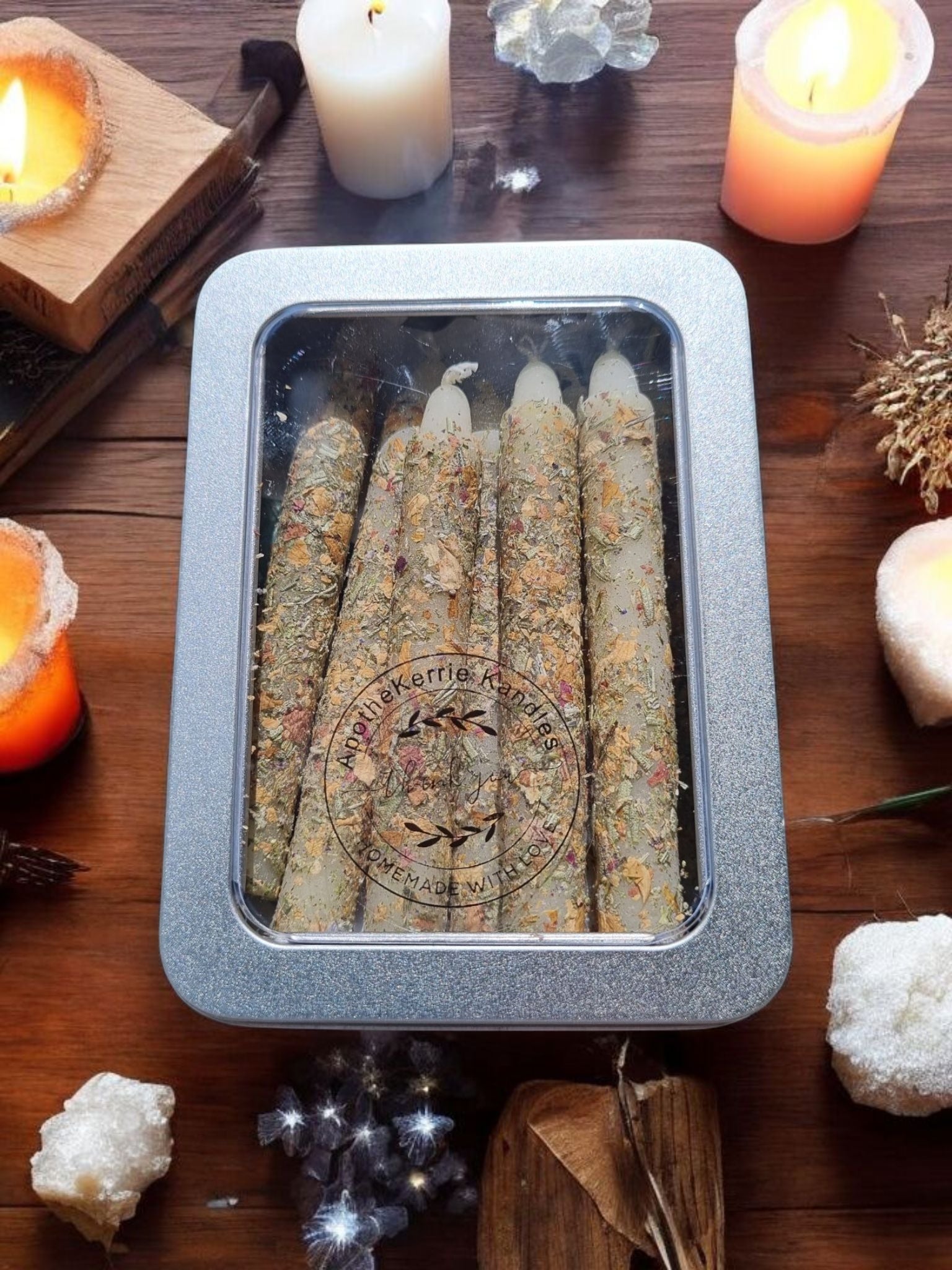 Magic Wish Spell Candles – Pack of 8 | Handcrafted Beeswax: White 8 Tin Pack