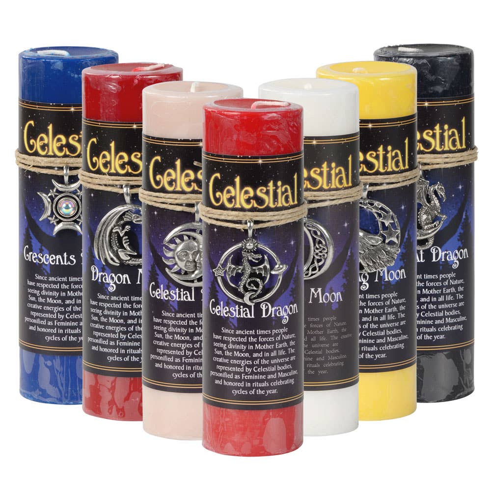 Celestial Pewter Pendant Candles: PENTACLE MOON