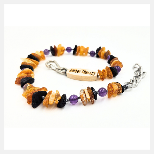 Medium Dog Multi Amber & Amethyst Collar