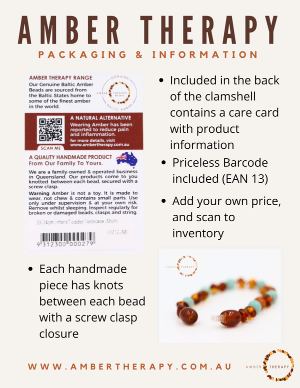 33-34cm Toffee Amber Necklace (Packaged with an Informational Care Card)