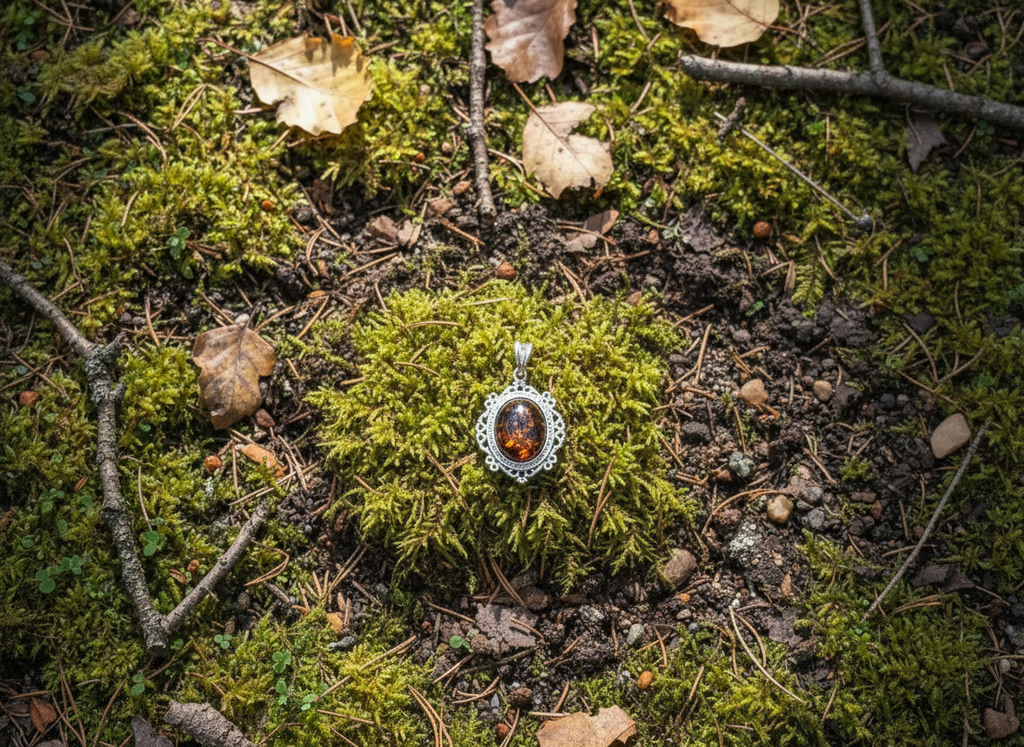 Cognac Amber filigree .925 S/Silver Pendant