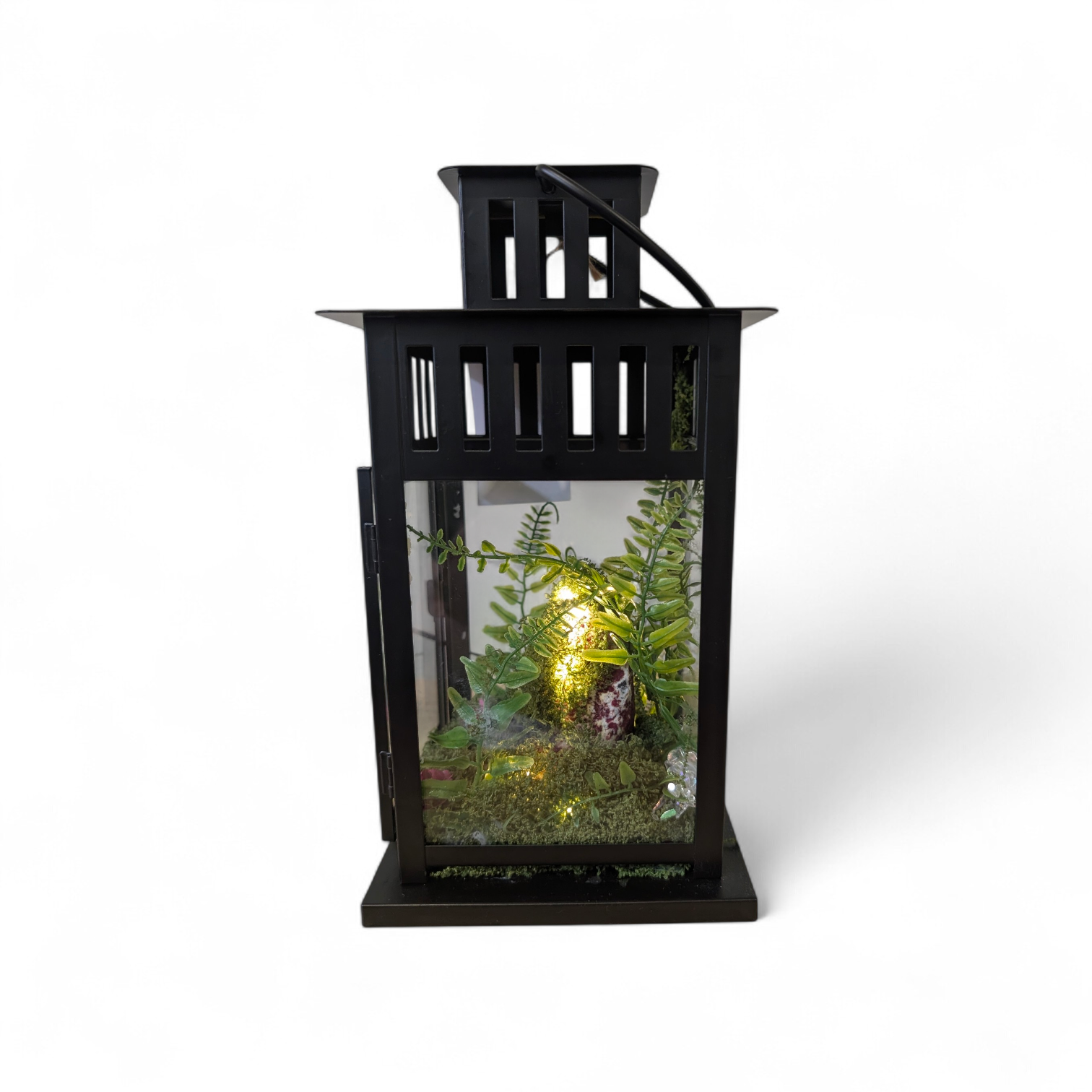 Pink Agate Crystal Cave Lantern One-of-a-Kind Artisan Light