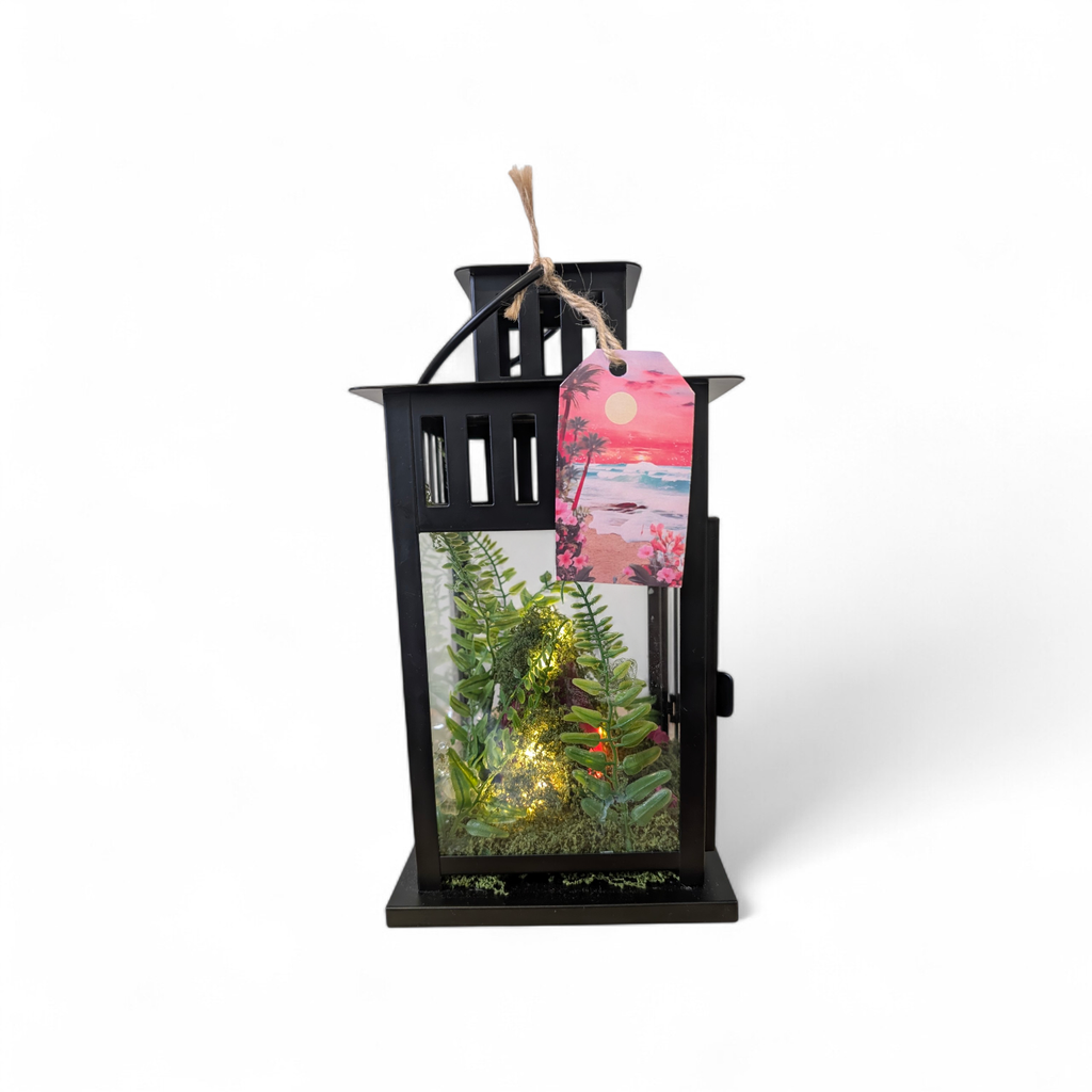 Pink Agate Crystal Cave Lantern One-of-a-Kind Artisan Light