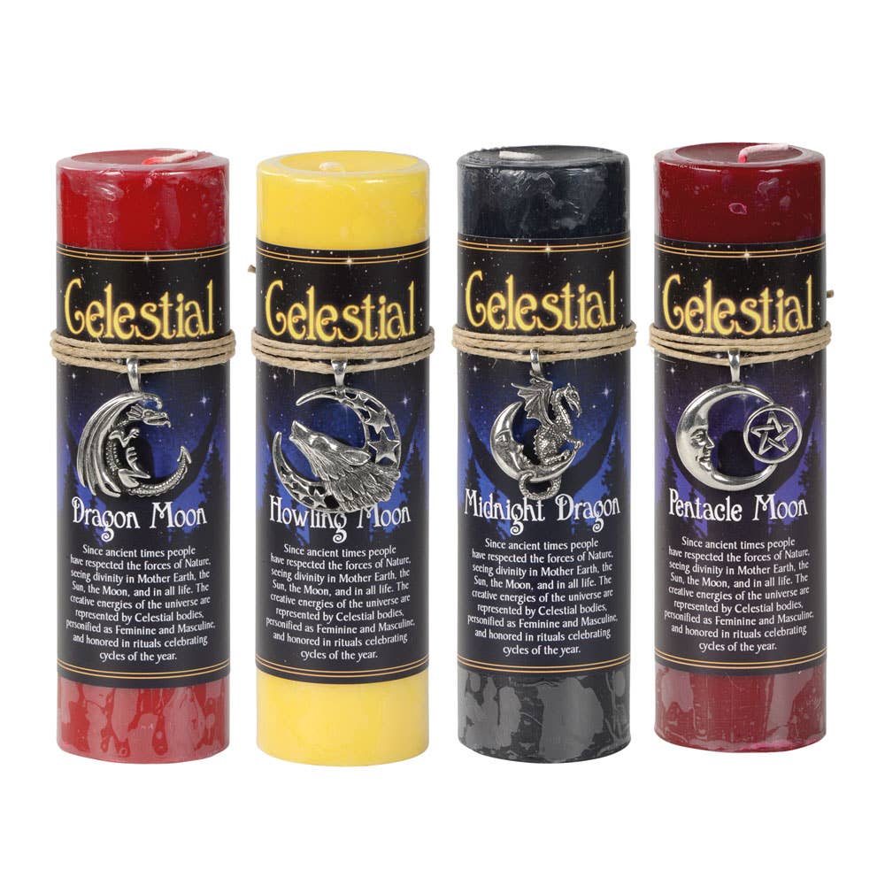 Celestial Pewter Pendant Candles: HOWLING MOON
