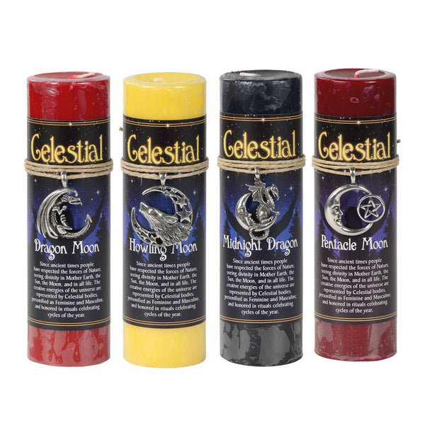 Celestial Pewter Pendant Candles: PENTACLE MOON