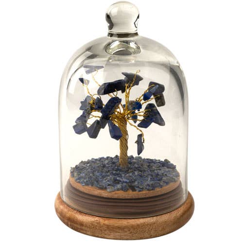 GEMSTONE TREES IN A GLASS DOME: LAPIS