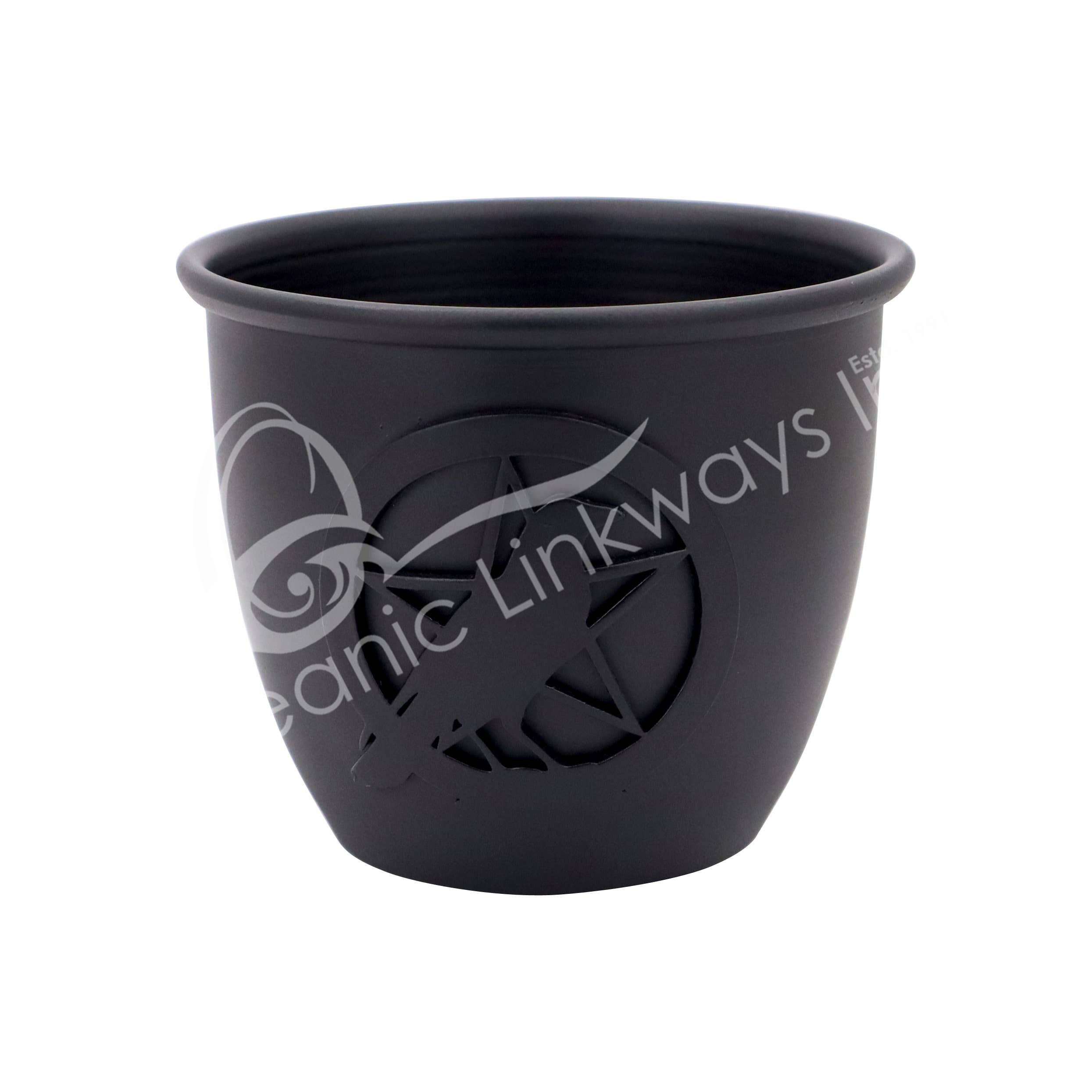 SMUDGE POT - CAST IRON RAVEN & PENTACLE 3.5 X 3"H