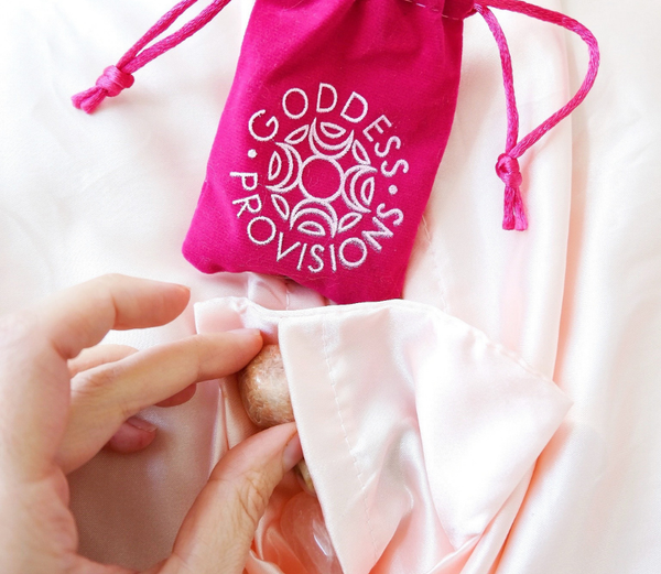 Crystal Dreams Pillowcase, Cosmic Sleep Moon Pink Vegan Silk: Rose Quartz