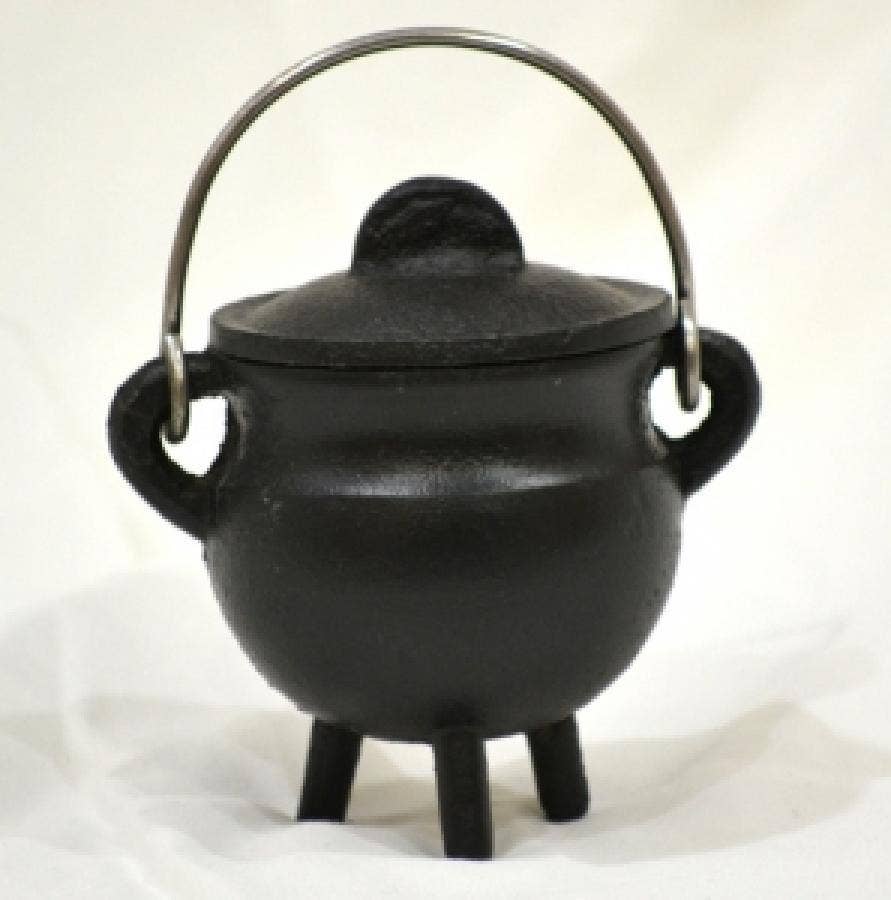 Cast Iron Cauldron W/Lid 3"H 2.75"D