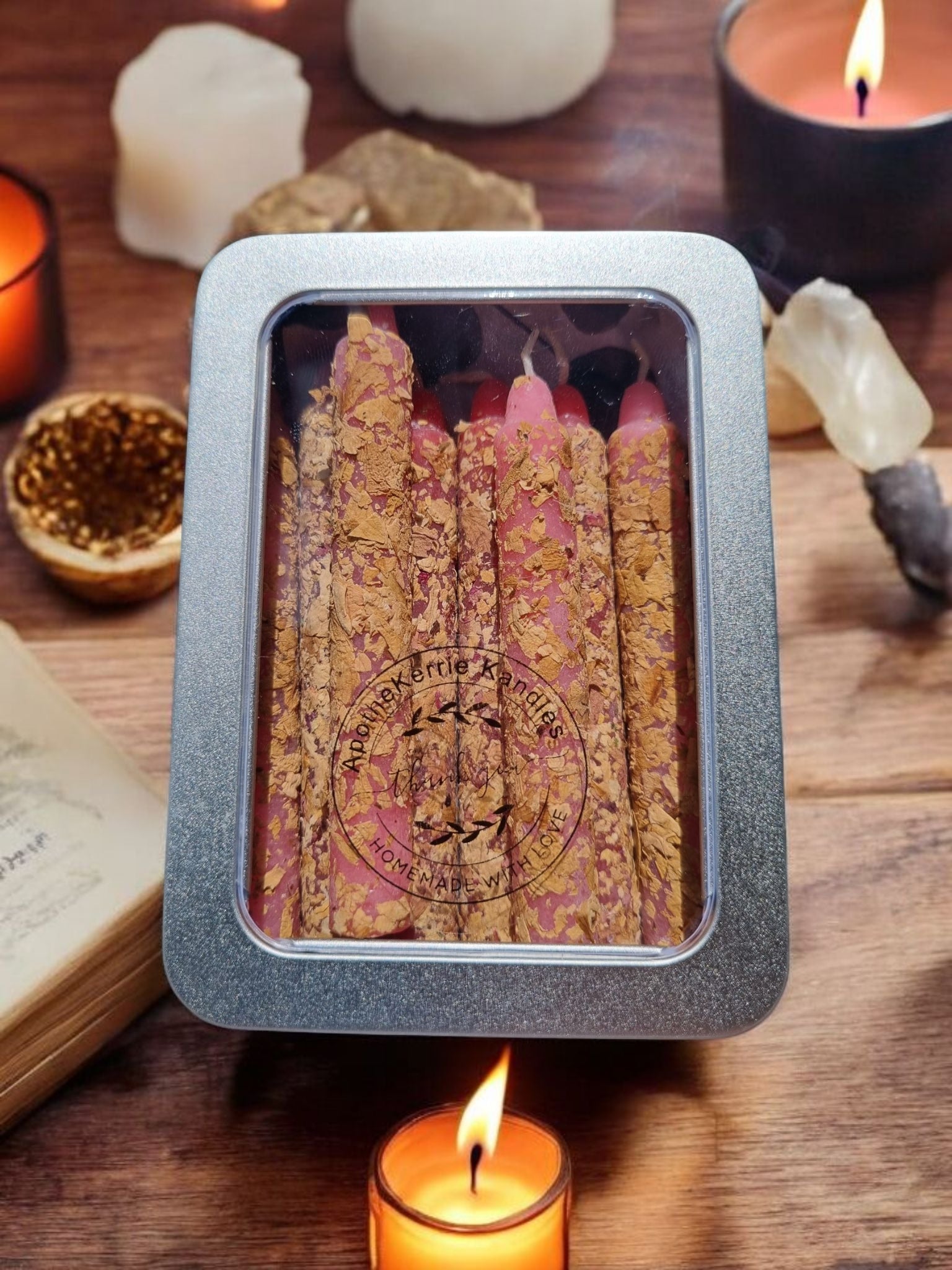 Magic Wish Spell Candles – Pack of 8 | Handcrafted Beeswax: White 8 Tin Pack