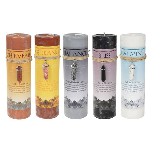 Crystal Energy Pendant Candle: WELL BEING - RED JASPER