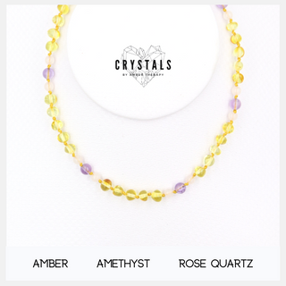 Amber, Amethyst & Rose Quartz Child Necklace