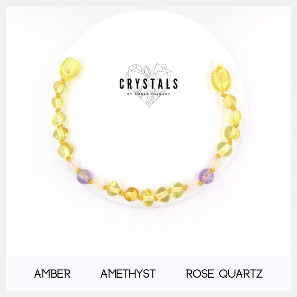 Amber, Amethyst & Rose Quartz Child Bracelet