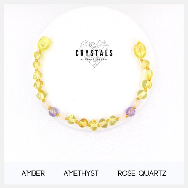 Amber Amethyst Rose Quartz Child Bracelet Amber Therapy