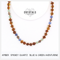 Amber, Smokey Quartz, Blue & Green Aventurine Child Necklace