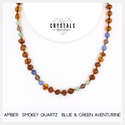 Amber, Smokey Quartz, Blue & Green Aventurine Child Necklace