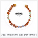 Amber, Smokey Quartz, Blue & Green Aventurine Child Bracelet