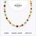 Amber, Sesame Jasper & Amethyst Adult Necklace