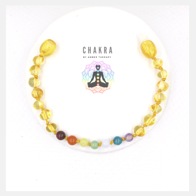 Chakra & Honey Amber Child Bracelet / Anklet