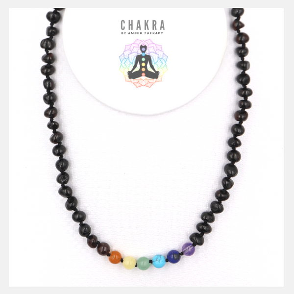 Chakra & Cherry Amber Adult Necklace