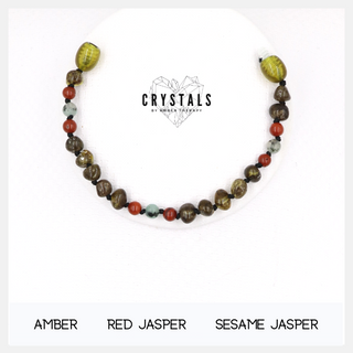 Amber, Red Jasper & Sesame Jasper Child Bracelet