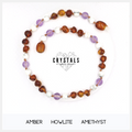 Amber, Howlite & Amethyst Adult Anklet