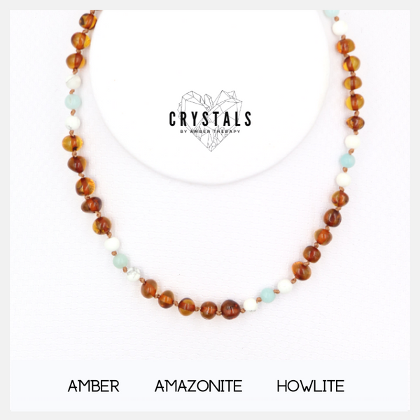 Amber, Amazonite & Howlite Child Necklace