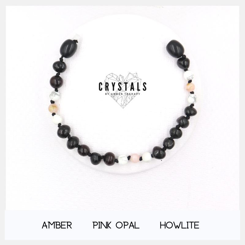 Amber, Pink Opal & Howlite Child Bracelet / Anklet