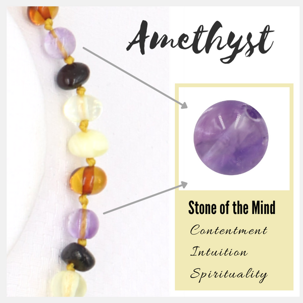 Amber, Howlite and Amethyst Adult Anklet