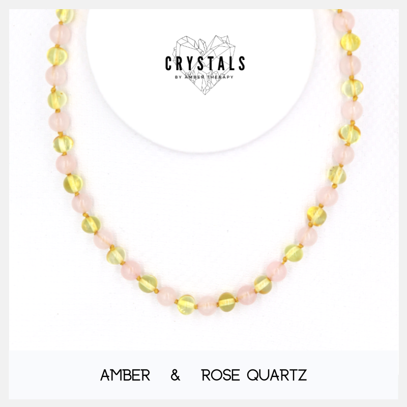 Amber & Rose Quartz Adult Necklace