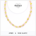 Amber & Rose Quartz Adult Necklace
