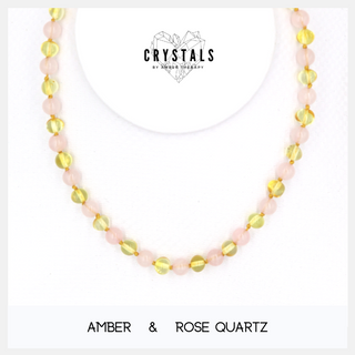 Amber & Rose Quartz Adult Necklace
