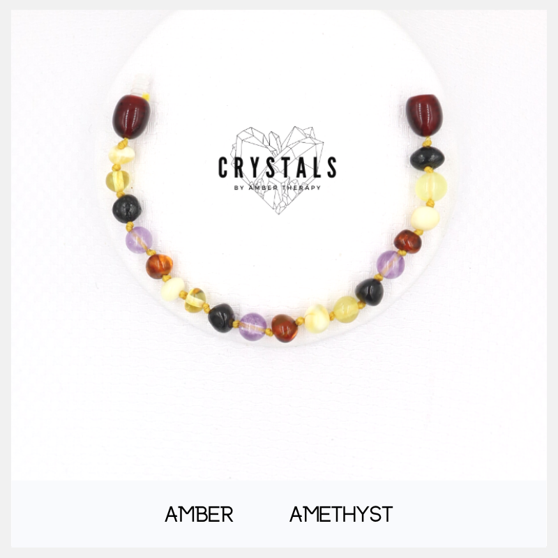 Amber with Amethyst Child Bracelet / Anklet